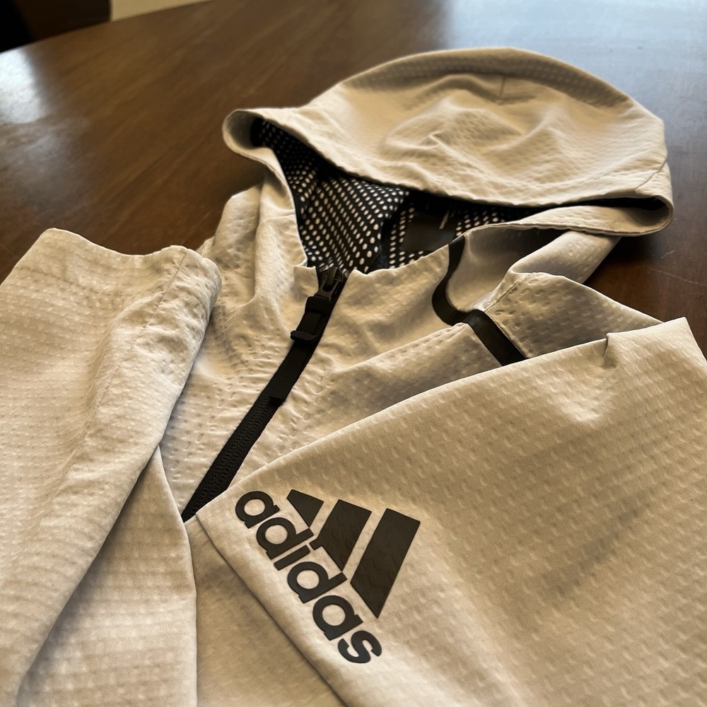 Adidas Men's XL ZNE Windbreaker Jacket AZ9979 White Mesh Zip Pockets